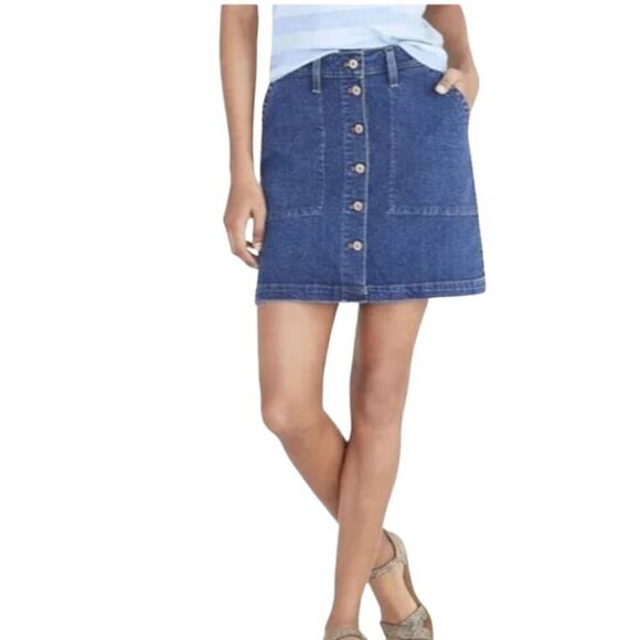 J.Crew Mercantile Blue Button-Down Denim Mini Skirt Size 8 - Picture 1 of 6